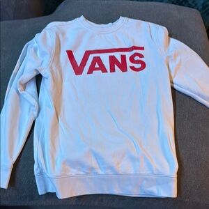 Vans White Sweater with Red Logo